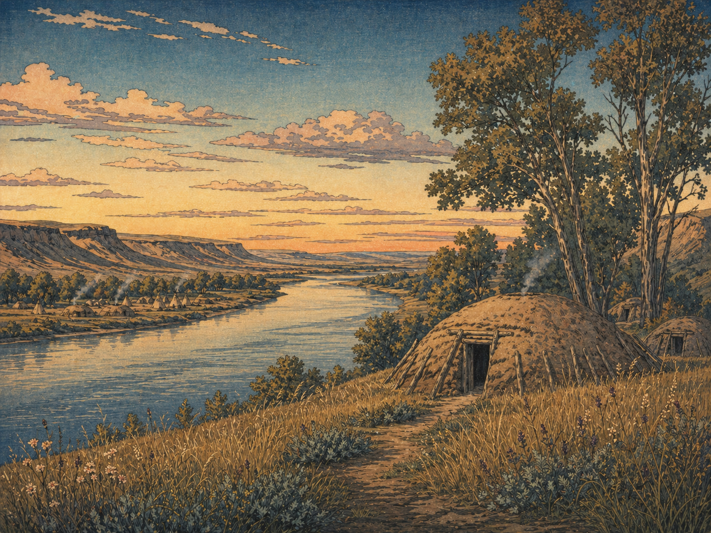Missouri Riverとearth lodge、先住民の記憶
